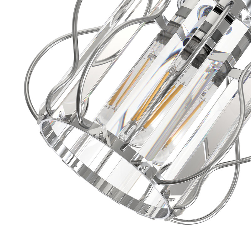 7-Inch Crystal Semi-Flush Mount Ceiling Light For Bedroom Hallyway Entryway, Chrome