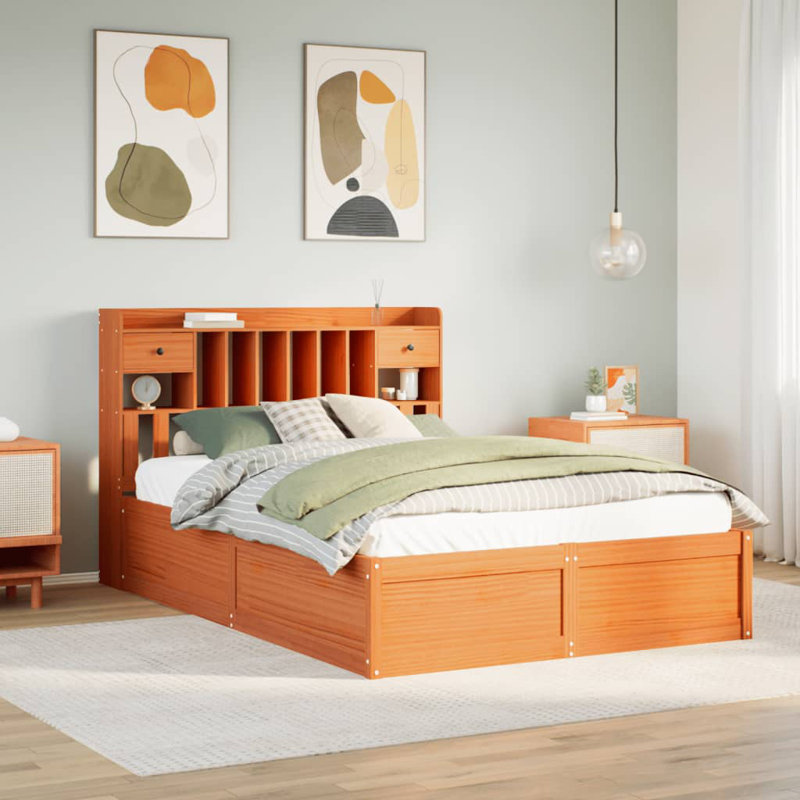 Storage Bed, Wax Brown, European Kingsize (160 x 200 cm)