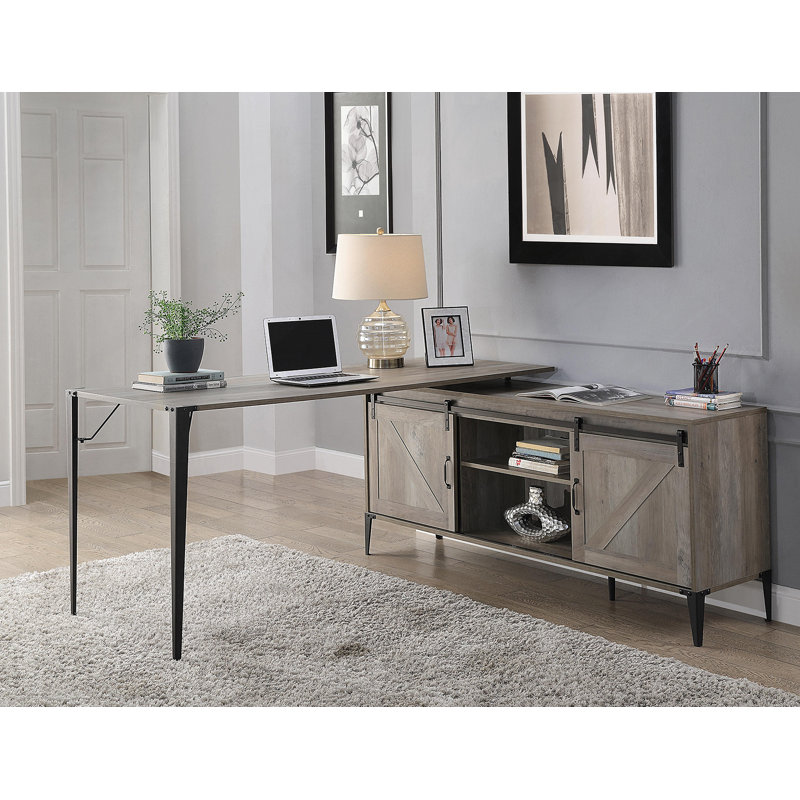 Zakwani Writing Desk, Gray Oak & Black Finish OF00001