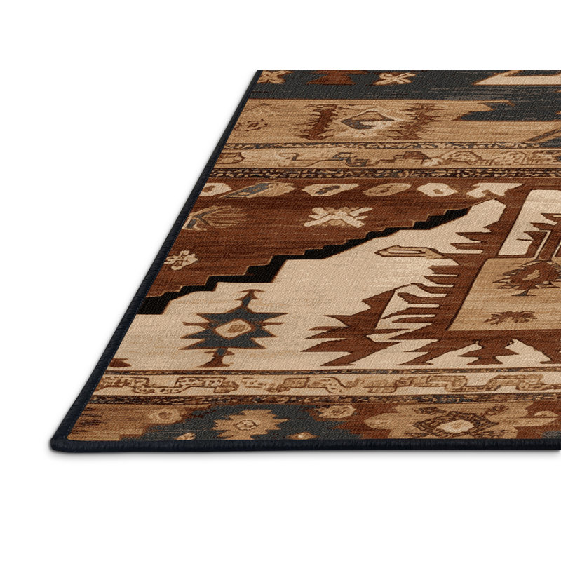 Tapis brun turc lavable à la machine, Rectangle de 5 pi x 8 pi