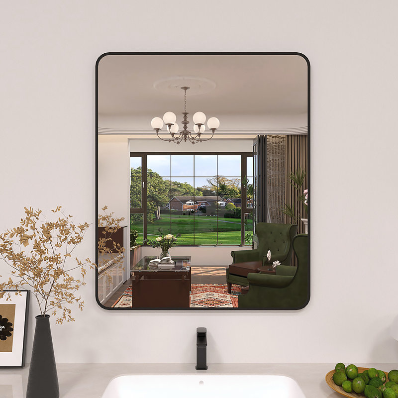Miroir de salle de bain mural Lucha, Noir mat, 30 po x 36 po