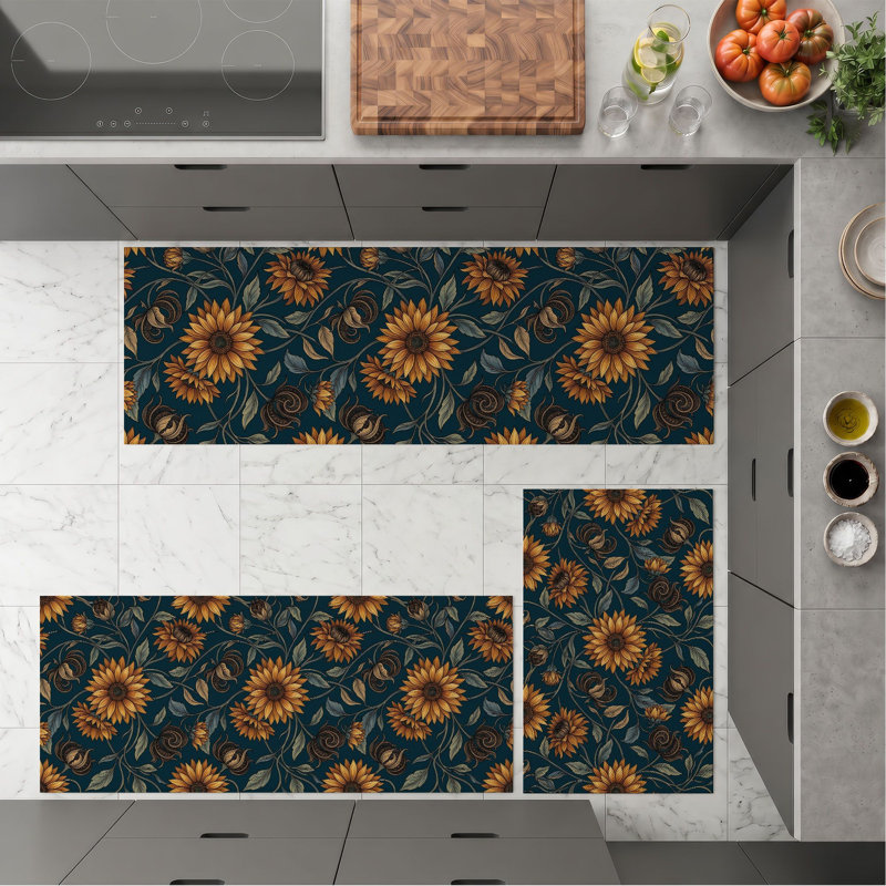 Tapis de cuisine tournesol antidérapant lavable
