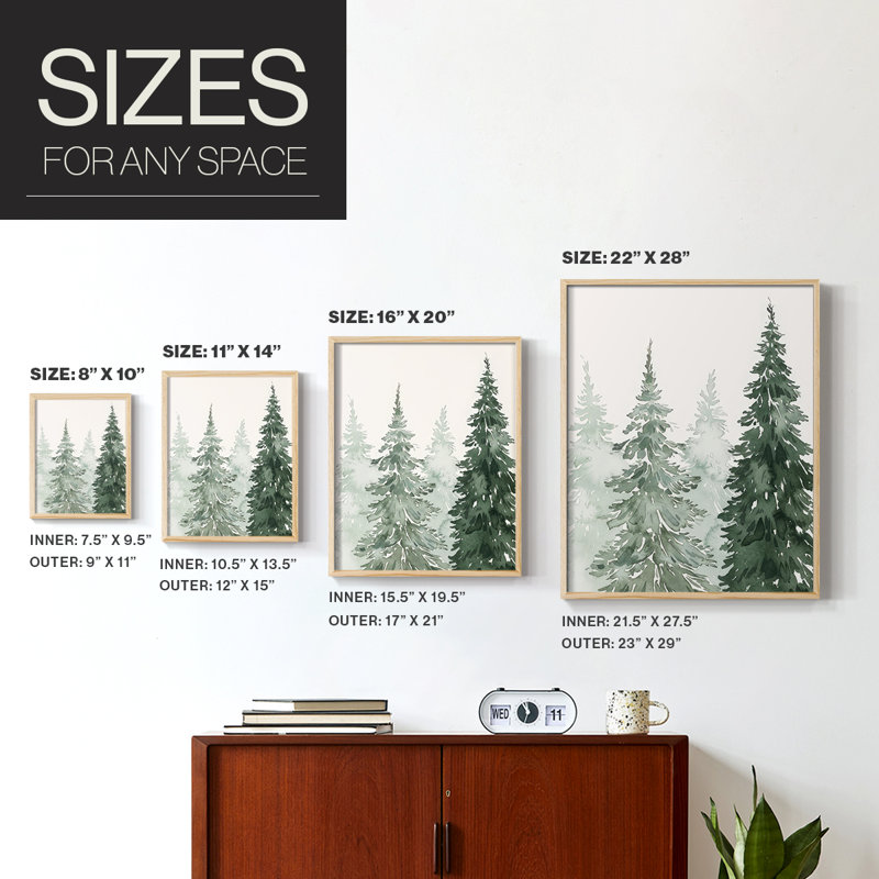 «Winter Washed Coppice I», reproduction encadrée - bois massif, Naturel, H 21 po x l 17 po