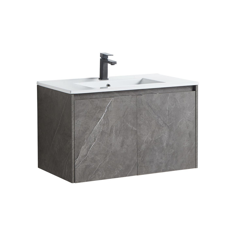 32'' Single Bathroom Vanity with Ceramic Top, Gray