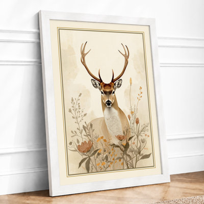 Woodland Deer Botanical - Framed Print