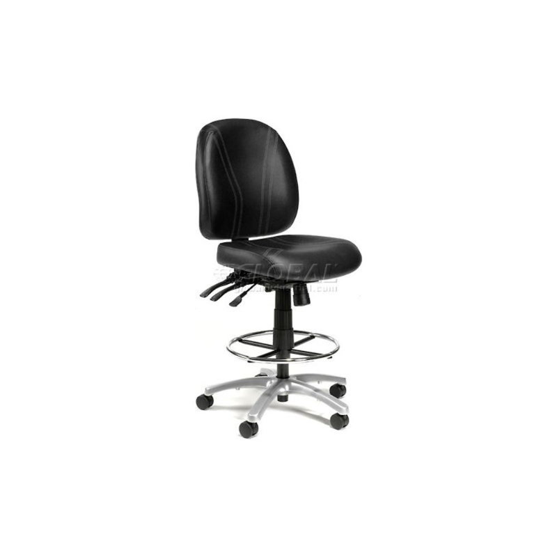 Backed Adjustable Height Ergonomic Lab Stool with Footring Wheels
