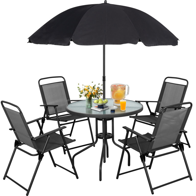 Ashlene 4-Person Outdoor Patio Dining Set, Black
