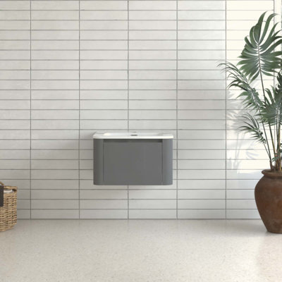 Meuble-lavabo mural avec lavabo flottant et tiroir en céramique
