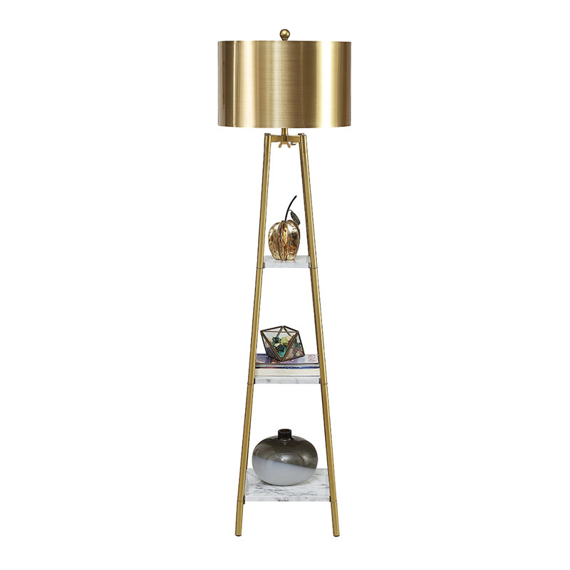 Akram 60.62'' Gold/White Column Floor Lamp