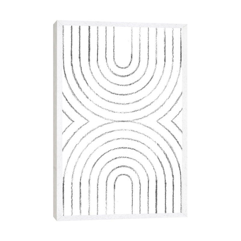 Abstract Line Art by Whales Way - Painting on Canvas, 101.6cm H x 66.04cm W x 3.81cm D, White Framed