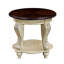 Table de bout ronde 22 pouces deux tons, canapé en bois massif avec tablette, table de coin de salon facile à assembler, plateau beige et espresso-717105387