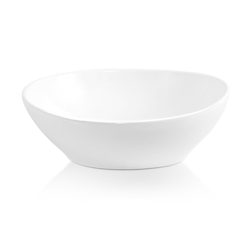 Sinber 16'' White Oval Ceramic Bathroom Vessel Sink