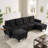 U-shaped Sectional Sofa (Black)-992454955