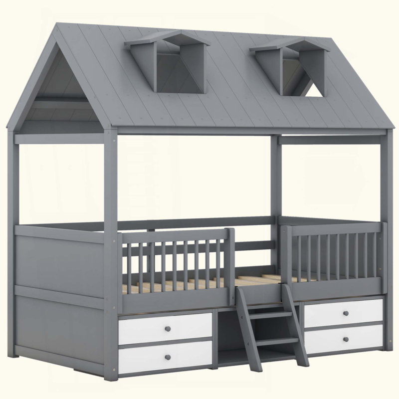 Structure de lit en bois, Grey