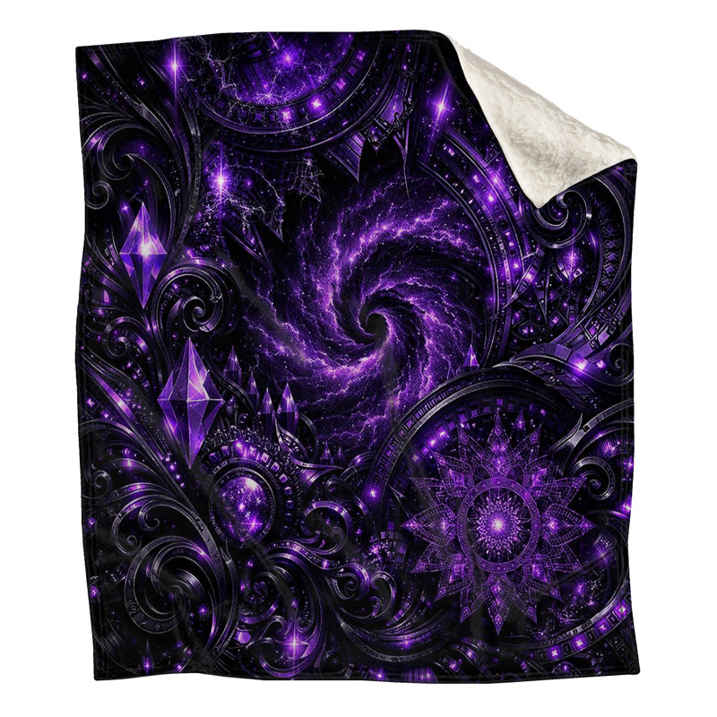 Couvertures mauves à motif de fractales fractales, 50 po L x 60 po H