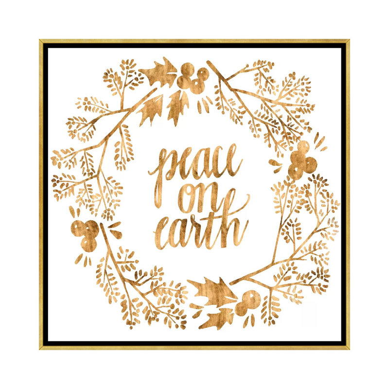 «Golden Christmas II» par Grace Popp - reproduction d'art textuel, Pas de tapis, H 18 po x l 18 po x 1,5 po