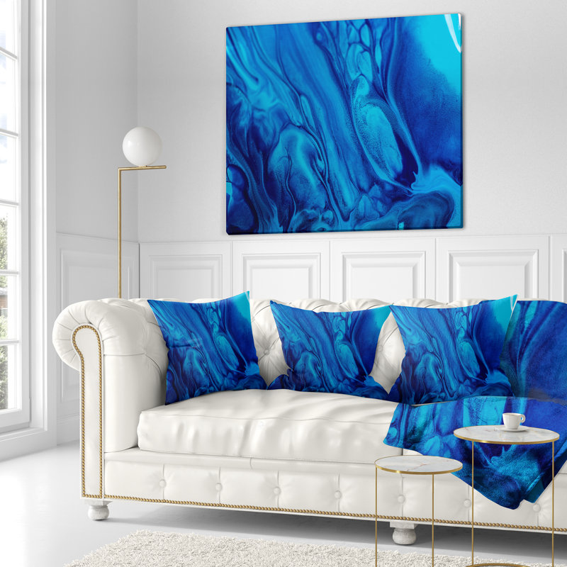 Coussin abstrait en acrylique de peinture acrylique, 16 po x 1 po