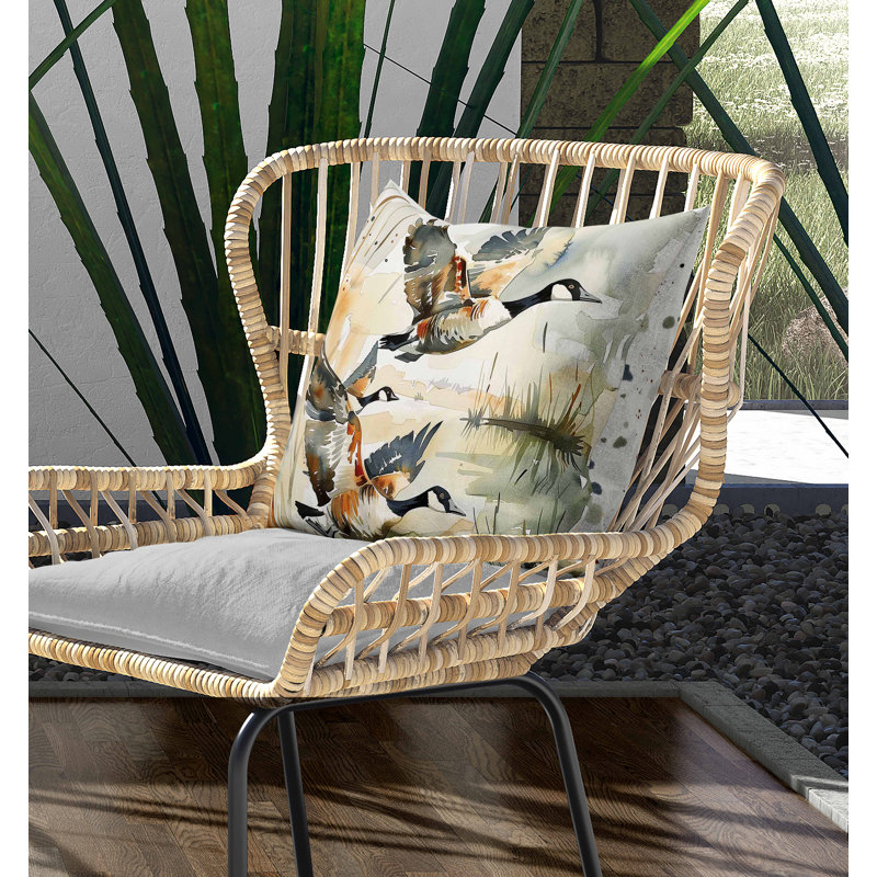 Coussin intérieur / extérieur Three Geese, Carré 20 po, Bleu