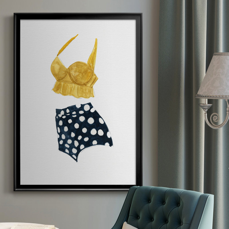 Rétro maillots de bain IV - Peinture sur toile encadrée, H 30,5 po x l 42,5 po x P 1,5 po, Noir