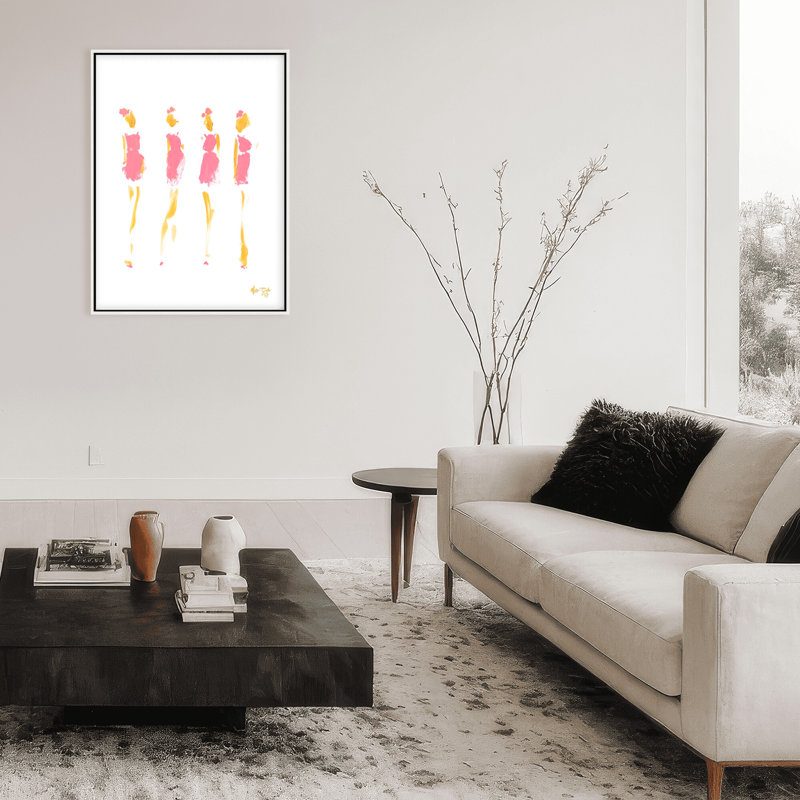 Pop Art & Retro Prim in Pink by  - Picture Frame Painting, 16" H x 12" W x 2.375" D, Framed Canvas, White