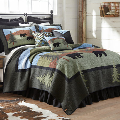 Donna Sharp Rustic Bear Lake Appliqued Pieced Cotton Twin Quilt