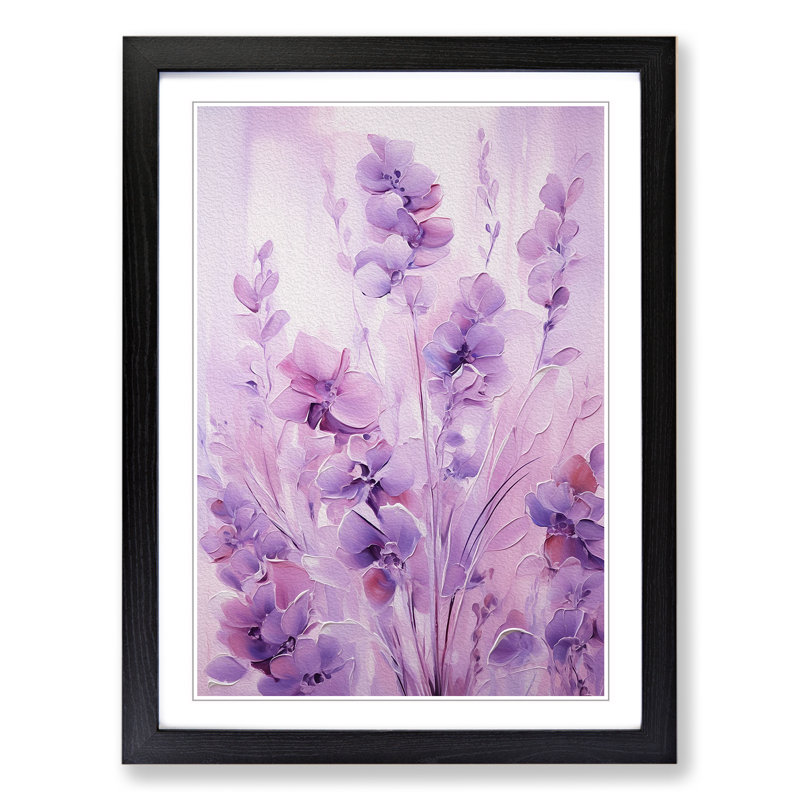 Lavender Flower Abstract Art - Framed Print, 64cm H x 46cm W, Black Framed