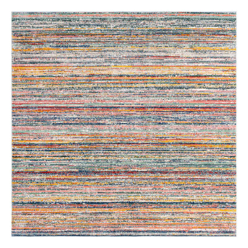 Tapis d'intérieur rayé Hulsey, Carré 9 pi 10 po, Multi