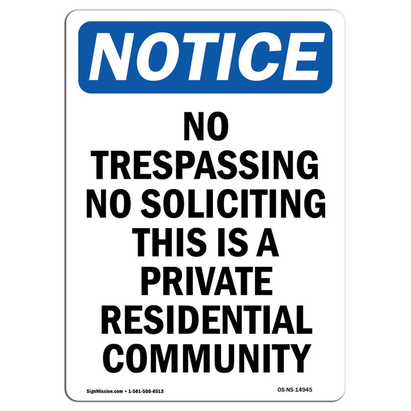 «No Trespassing No Soliciting This», panneau en aluminium 18 x 24