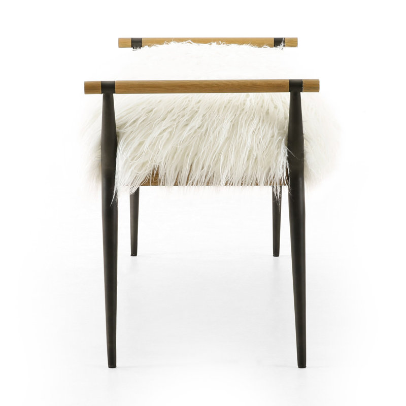 Charlotte Upholstered Bench, Mongolian Cream Fur