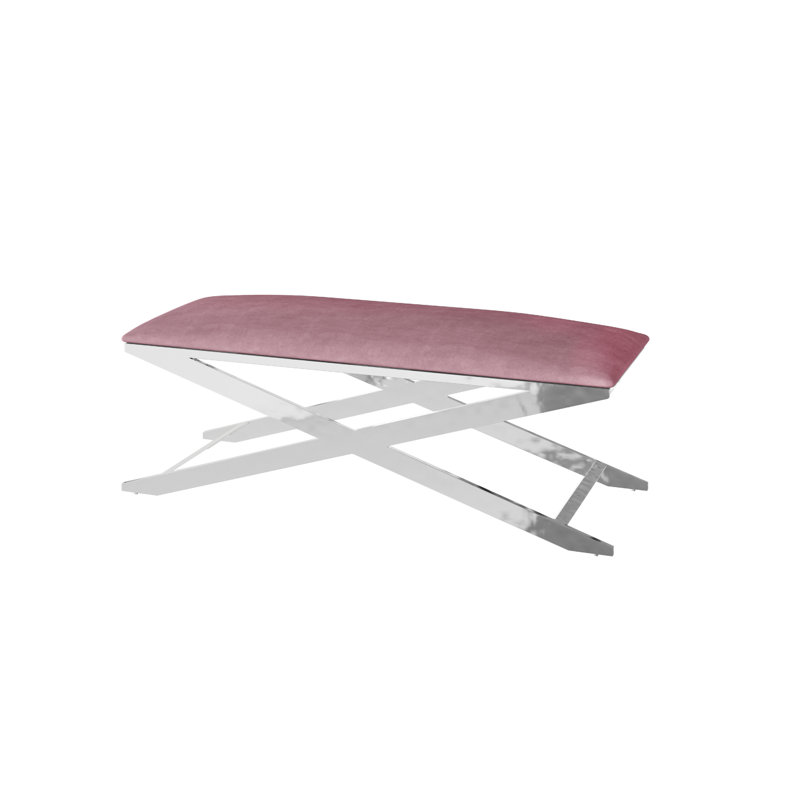 Aston-Lee Velvet Upholstered Bench, Pink