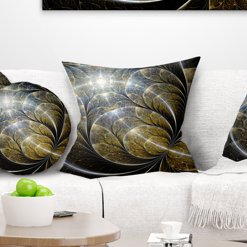 Coussin floral à fleur symétrique avec éclairage, 16 po x 1 po, Coussin décoratif