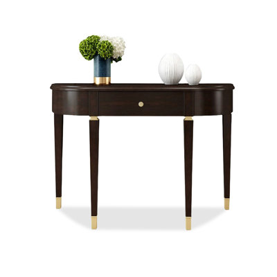 Dark Brown Solid  Wood Half-circle Console Table