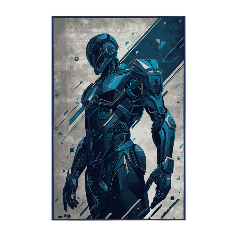 Tapis bleu moelleux moelleux et moelleux à motif géométrique de mercenaires Fairwinds, 4 x 2