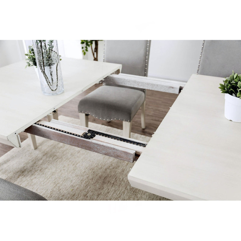 Elegant Rectangular Dining Table With Expandable Leaf