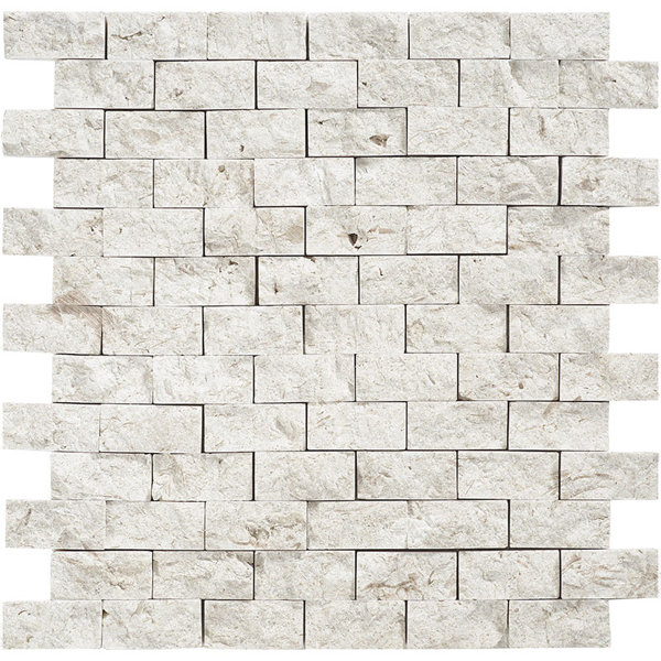 Fossil Stone 1" x 2" Limestone Brick Joint Mosaic Wall & Floor Tile