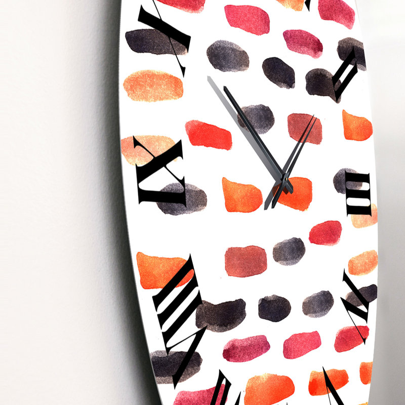 Horloge murale rétro à motif horizontal orange et bleu, Grand