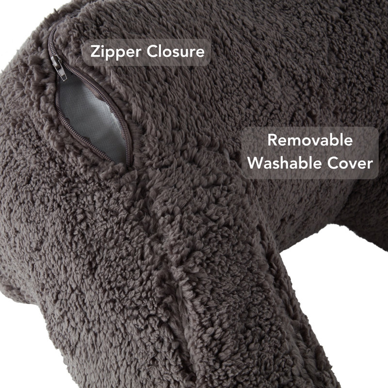 Faux Shearling Bed Rest Pillow, Gray