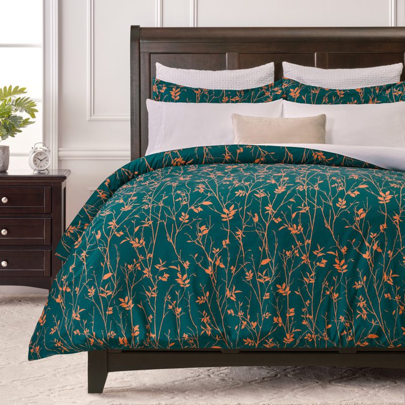 Ensemble de housse de couette en microfibre Chanasya, Vert, Housse de couette grand et 2 taies d'oreiller stan