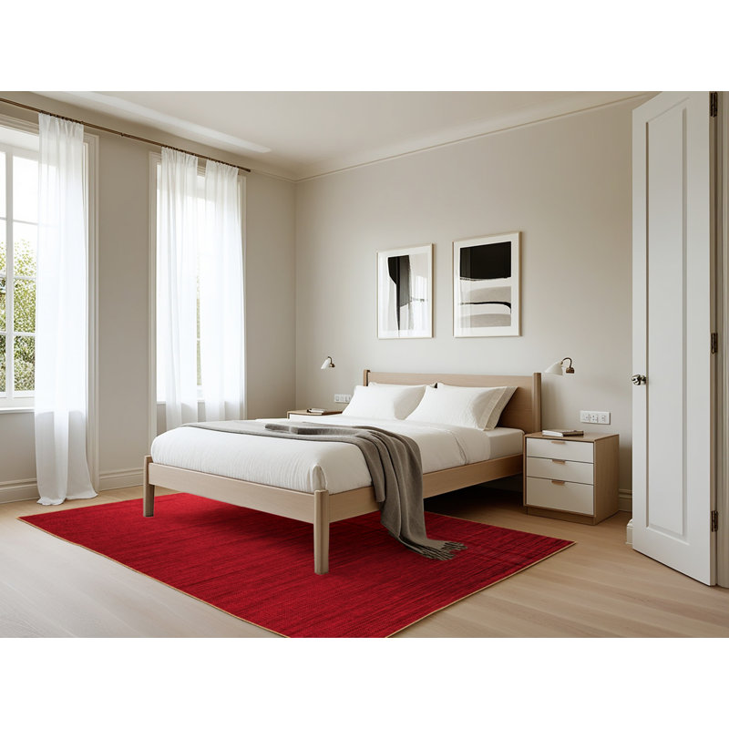 Tapis rouge uni lavable à la machine, Rectangle 5 pi x 7 pi