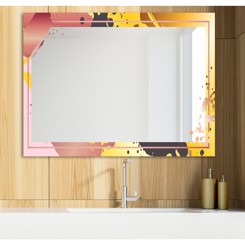 Glam Bathroom/Vanity Mirror, Gold and Pink Frame 8, 48" H x 30" W