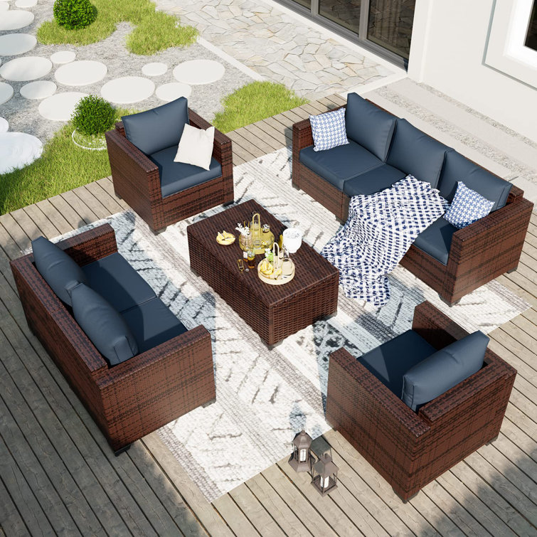 Yangming Outdoor Patio Furniture Set, 7 Piece Sectional Clearance Sets  Dining Table Rattan Chairs Wicker Couch Conversation Seating Sofa with  Ottomans