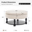 Pouf de rangement rond capitonné à deux niveaux avec couvercle relevable et tablette en bois-1693017026