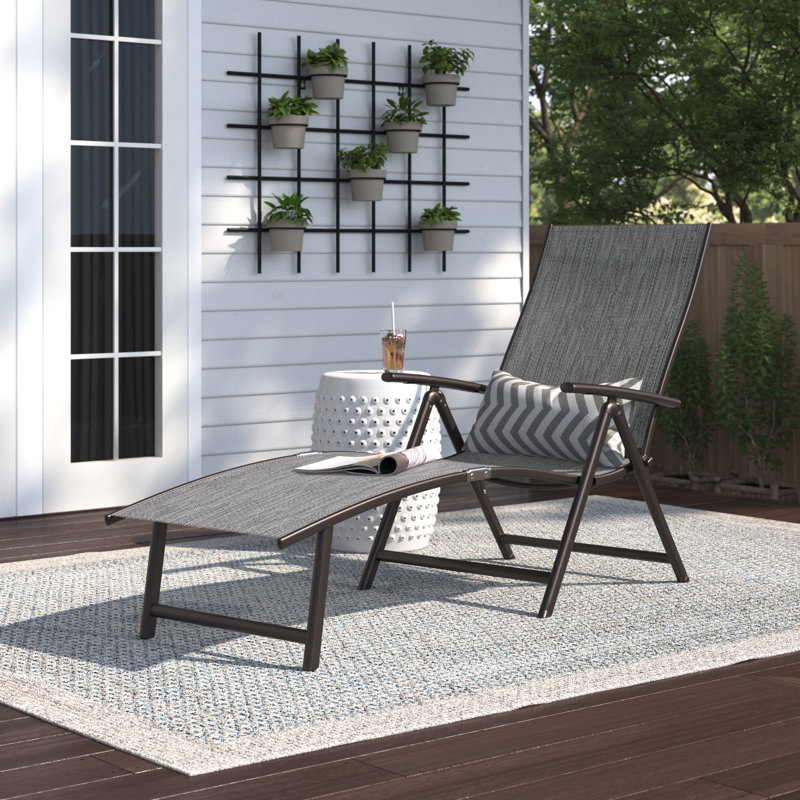 Chaise longue d'extérieur pliante et inclinable Cllgone, Gris foncé