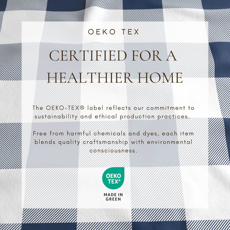 Queen Navy Buffalo Check Cotton Flannel Sheet Set