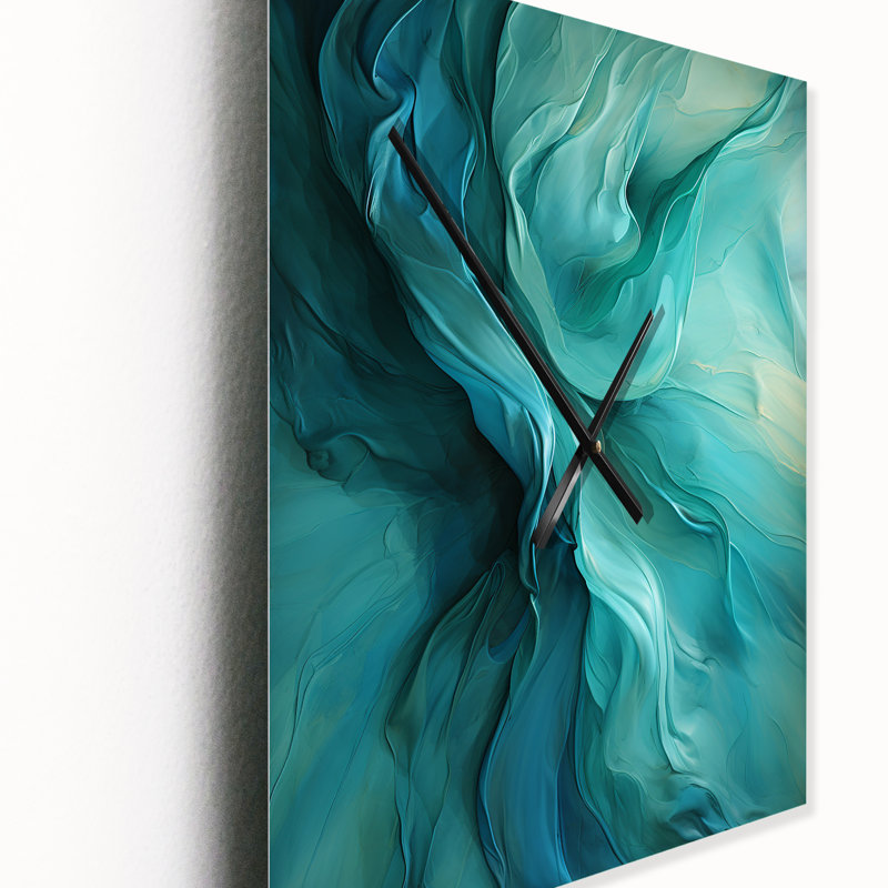 Turquoise Tranquility V - Abstract Landscape Modern Wall Clock, Small