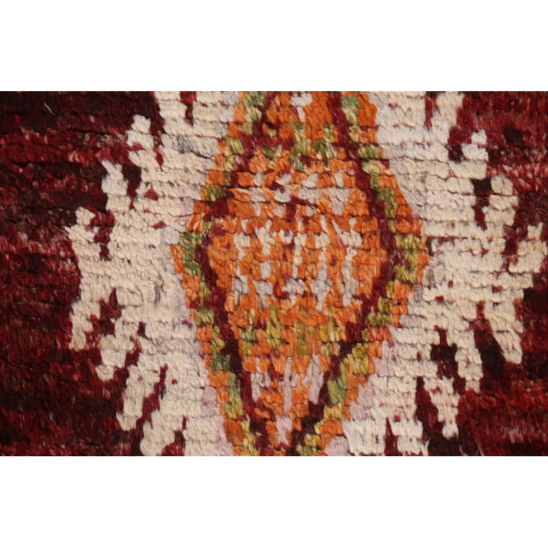 One-of-a-Kind 3'3" X 10'1" New Age Runner Wool Area Rug in Red