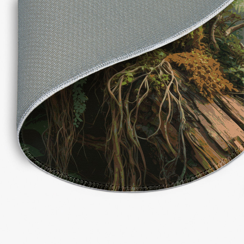 Tapis d'intérieur et d'extérieur brun Nature, Rond 5 pi
