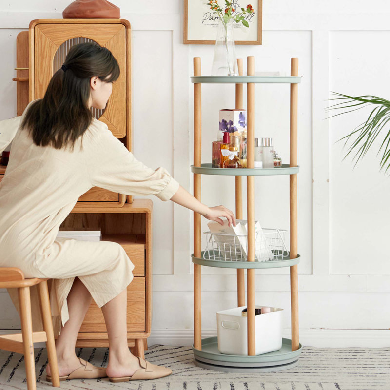 Étagère de rangement, bibliothèque rotative à 360 °, bibliothèque avec espace de rangement de grande capacité
