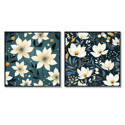 Erine - Ensemble de 2 collages carrés floraux