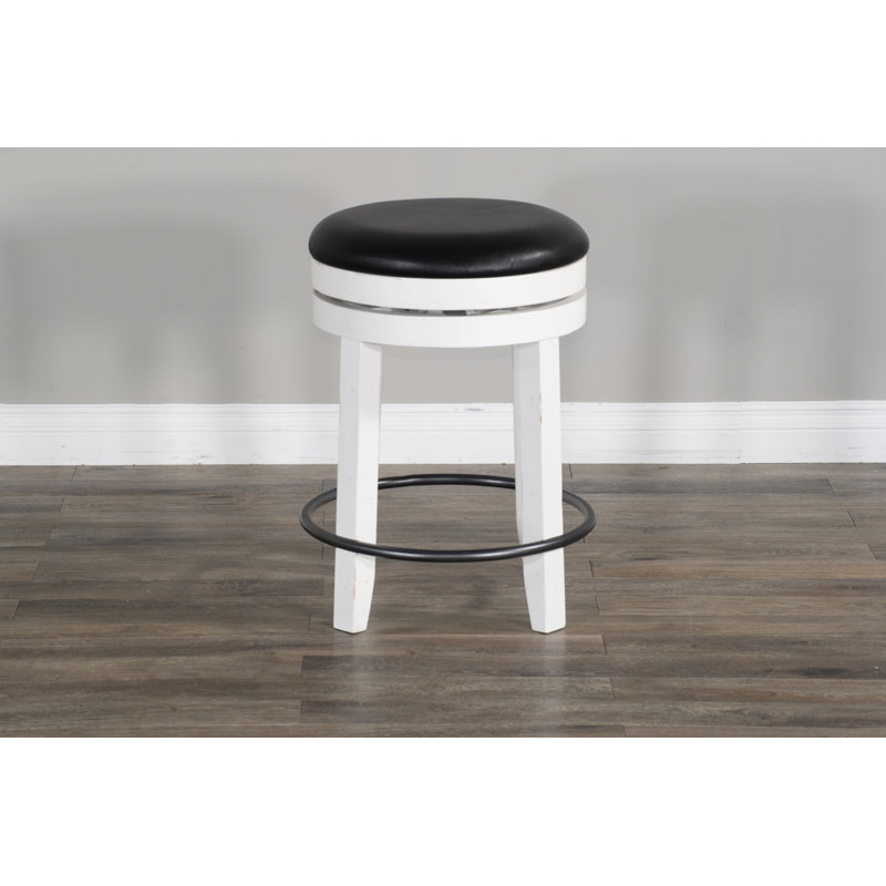 Schneck Swivel Upholstered Counter Stool with Solid Wood Frame, Counter Stool (24” Seat Height), European Cottage